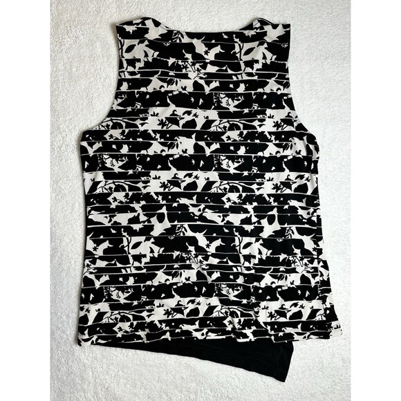 WHBM Women’s Black White Geometric Drape Tank Top Small EUC Sz L - Picture 3 of 7